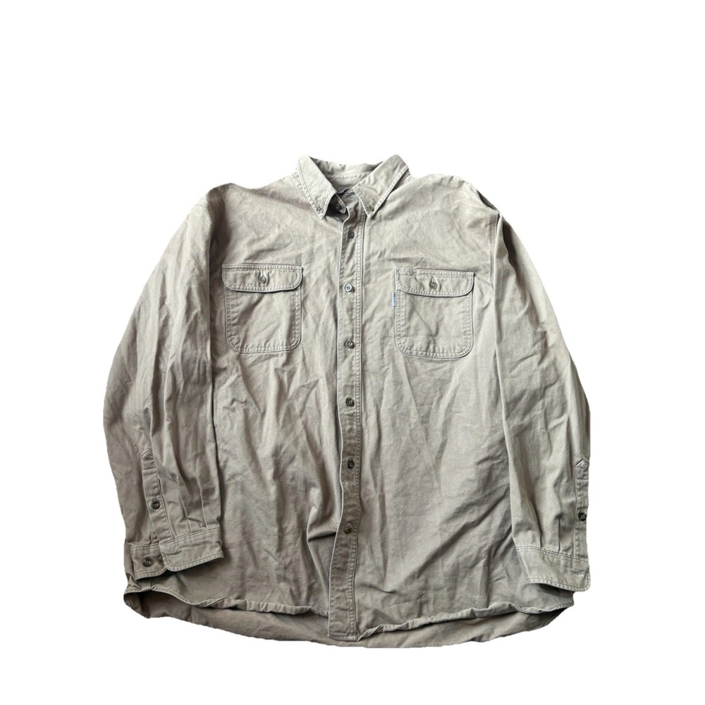Carhartt Shirt Men’s 3XL Brown Canvas Workwear Heavyweight Utility Button Down